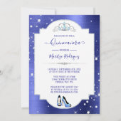 Royal Blue Diamond Masquerade Quinceañera Einladung (Rückseite)