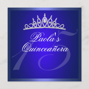Royal Blue Diamond Quinceañera Tiara Einladung