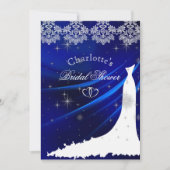 Royal Blue Diamonds & Hearts Brautparty Einladung (Vorderseite)