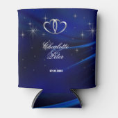 Royal Blue Diamonds/Hearts Wedding Can Cooler Dosenkühler (Vorderseite)
