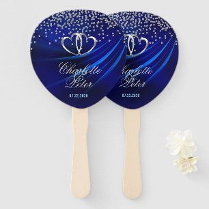 Royal Blue Diamonds / Hearts Wedding Fächer