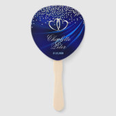 Royal Blue Diamonds / Hearts Wedding Fächer (Vorderseite)