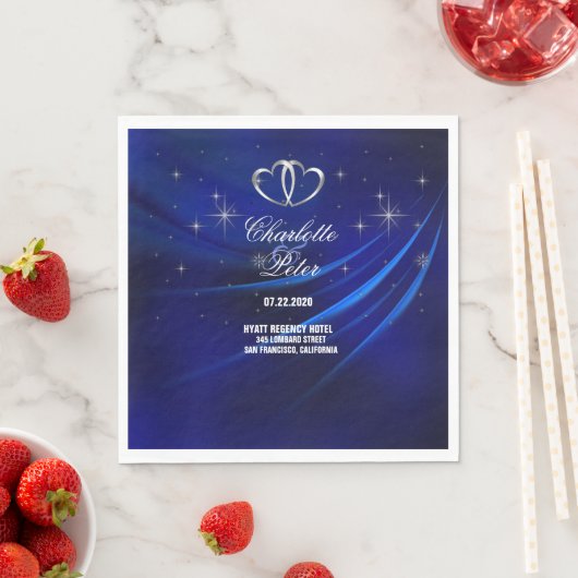 Royal Blue Diamonds/Hearts Wedding Paper Napkins Serviette (Beispiel)