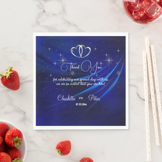 Royal Blue Diamonds/Hearts Wedding Paper Napkins Serviette (Beispiel)