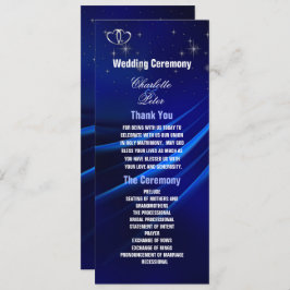 Royal Blue Diamonds/Hearts Wedding Program Card Einladung