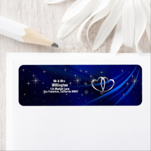 Royal Blue Diamonds / Hearts Wedding Rücksendeadre