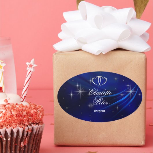 Royal Blue Diamonds / Hearts Wedding Stickers (Party)