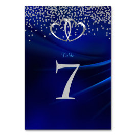 Royal Blue Diamonds & Hearts Wedding Table No Card Tischnummer