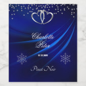 Royal Blue Diamonds/Hearts Wedding Wine Label Weinetikett (Einzelnes Label)