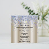 Royal Blue Diamonds Hochzeitsgold aus blauem Krist Einladung (Stehend Vorderseite)