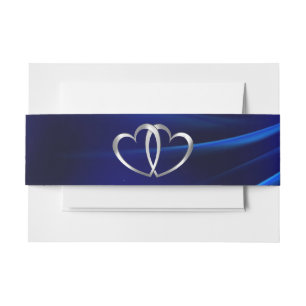 Royal Blue Diamonds Silver Hearts Wedding Einladungsbanderole