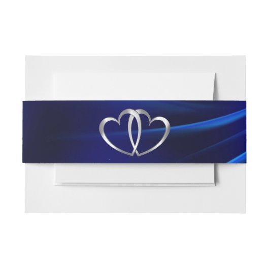 Royal Blue Diamonds Silver Hearts Wedding Einladungsbanderole (Vorderseite Beispiel)