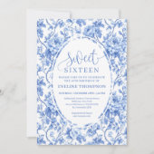 Royal Blue Digital Sweet 16 Birthday Invitation Einladung (Vorderseite)