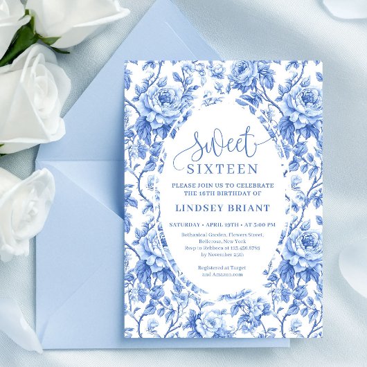 Royal Blue Digital Sweet 16 Birthday Invitation Einladung