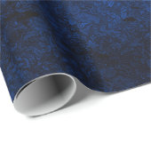 Royal Blue Distressed Goth Damask Wrapping Paper Geschenkpapier (Rolleneckpunkt)