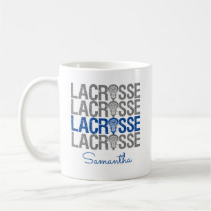Royal Blue Distressed Lacrosse Word Kaffeetasse