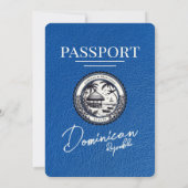 Royal Blue Dominikanische Republik Passport Weddin Einladung (Rückseite)