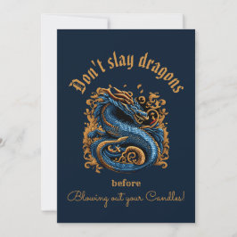 Royal Blue Dragon Birthday Card Einladung