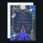 Royal Blue Dress Mis Quince 15. Girl Birthday Einladung<br><div class="desc">Royal Blue Dress Quinceañera 15. Girl Birthday Navy Hintergrund Einladung Mis Quince Anos,  15. Geburtstag, </div>