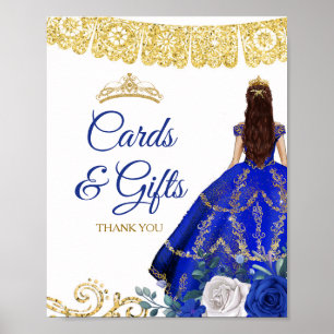 Royal Blue Dress Quinceañera Cards & Geschenke Poster