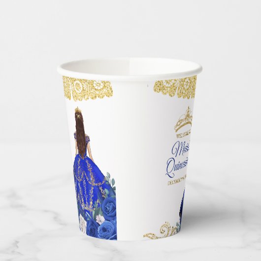 Royal Blue Dress Quinceañera Crown Birthday Papa Pappbecher (Links)