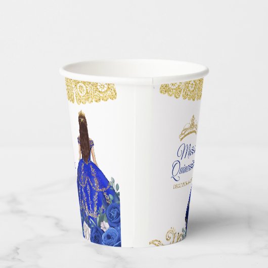 Royal Blue Dress Quinceañera Crown Birthday Papa Pappbecher (Rechts)