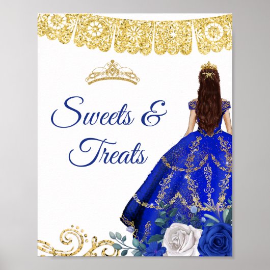 Royal Blue Dress Quinceñera Süßigkeiten & Leckerei Poster (Vorne)