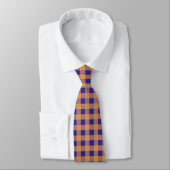 Royal Blue, Dusty Rose und Tan Gingham Pattern Krawatte (Gebunden)