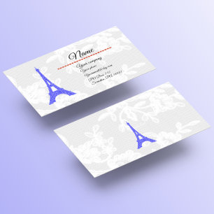 Royal Blue Eiffel Tower on Lace Business Card Visitenkarte