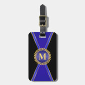 Royal Blue Elegance Monogram Gepäckanhänger (Vorderseite vertikal)