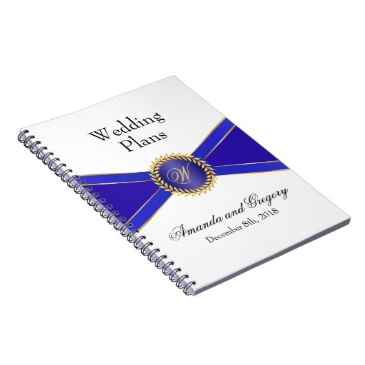 Royal Blue Elegance Monogram Notizblock (Rechte Seite)