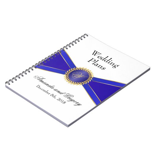 Royal Blue Elegance Monogram Notizblock (Linke Seite)