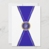 Royal Blue Elegance Monogram Wedding Einladung (Rückseite)