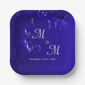Royal Blue Elegance Wedding Pappteller (Vorderseite)