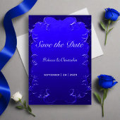 Royal Blue Elegance Wedding Save the Date Einladung