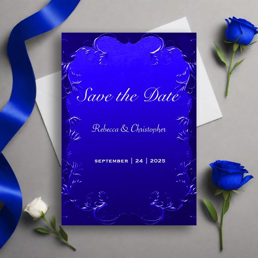 Royal Blue Elegance Wedding Save the Date Einladung