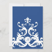 Royal Blue Elegant Damask Einladung (Rückseite)