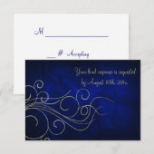 Royal Blue Elegant Gold Wedding RSVP Karte (Vorne/Hinten)