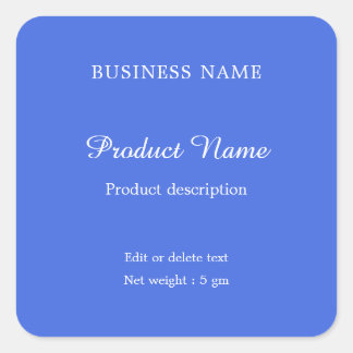 Royal Blue Elegant Modern Minimal Product Label Quadratischer Aufkleber