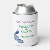 Royal Blue Elegant Peacock Wedding Can Cooler Dosenkühler (Kanne Vorderseite)