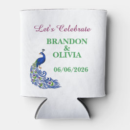 Royal Blue Elegant Peacock Wedding Can Cooler Dosenkühler