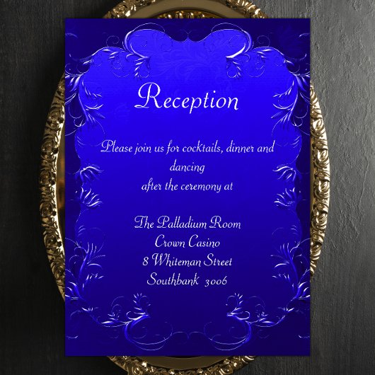Royal Blue Elegant Wedding Empfang Begleitkarte