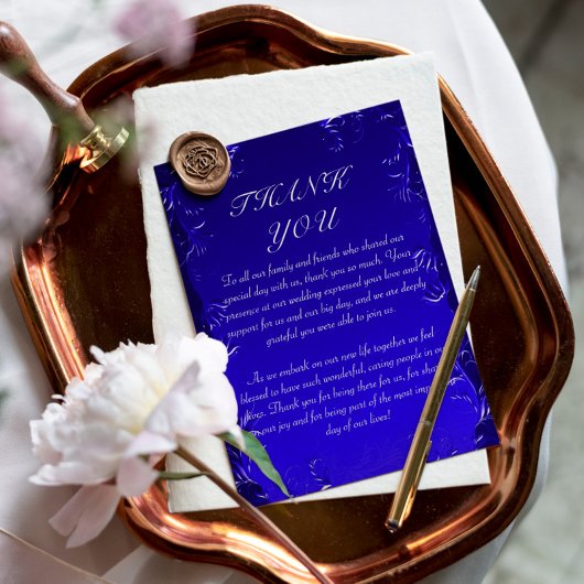 Royal Blue Elegant Wedding Vielen Dank Dankeskarte