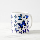 Royal Blue Elegant Whimsical Butterflies Kaffeetasse (VorderseiteRechts)