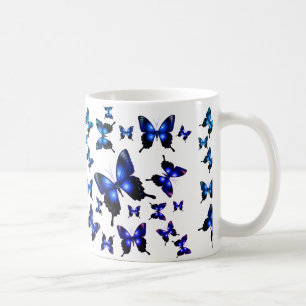 Royal Blue Elegant Whimsical Butterflies Kaffeetasse