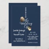 Royal Blue Elegante Hochzeitseinladung Einladung (Vorne/Hinten)