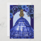 Royal Blue Elegante Quinceñera Princess Party Einladung (Vorderseite)