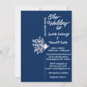Royal Blue Elegante White Blume Wedding Einladung (Vorderseite)