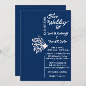 Royal Blue Elegante White Blume Wedding Einladung (Vorne/Hinten)