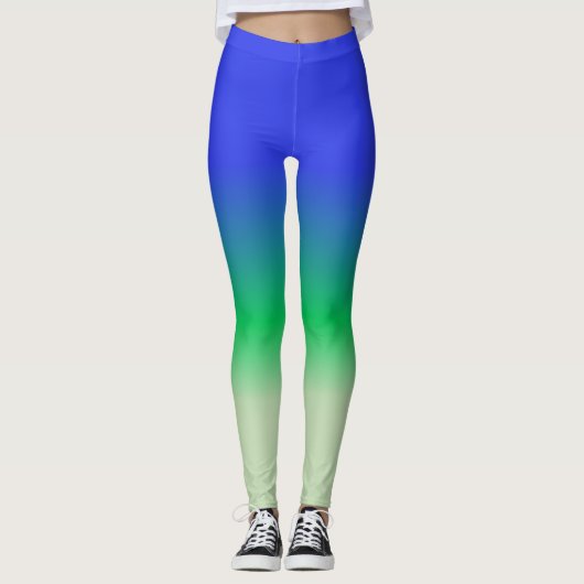 Royal Blue Emerald Sage Green Ombre Leggings (Vorderseite)